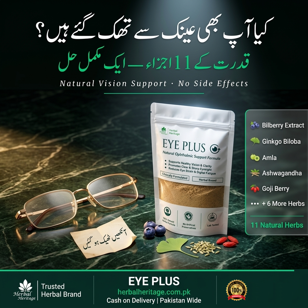 EYE PLUS — Natural Eye Care Supplement |  Herbal Eye Vision Support Powder |  Bilberry Ginkgo Biloba Amla |  Herbal Heritage Pakistan