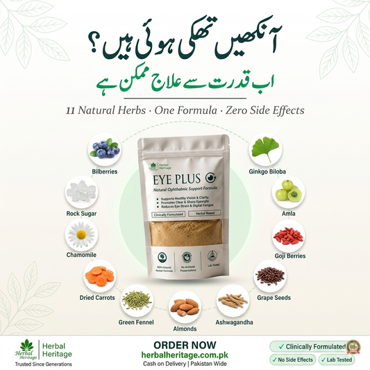 EYE PLUS — Natural Eye Care Supplement |  Herbal Eye Vision Support Powder |  Bilberry Ginkgo Biloba Amla |  Herbal Heritage Pakistan
